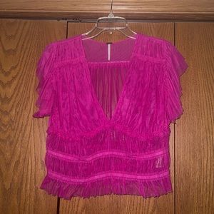 Making Me Smile Top from Free People, hot pink size XL